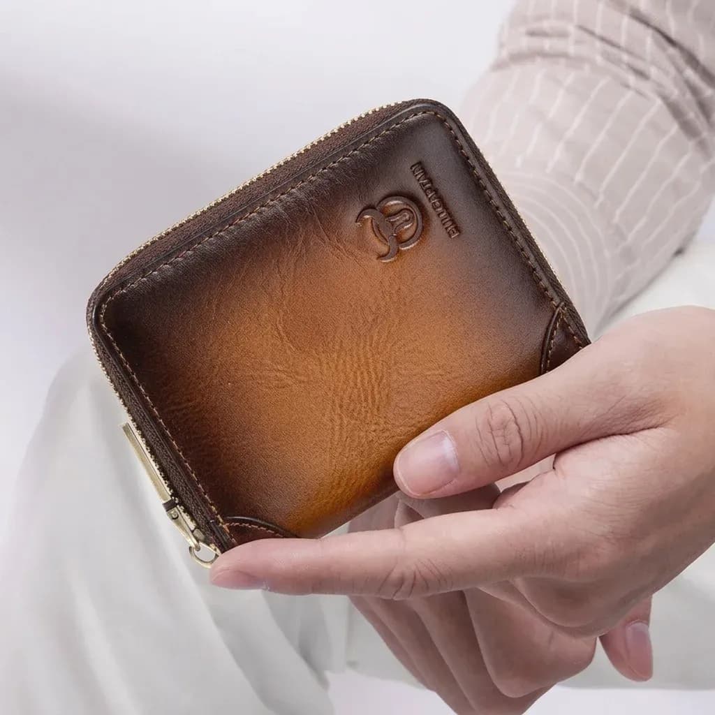 BULLCAPTAIN Genuine Card Bag Men's Casual Business Credit Card Holder Multifunctional RFID Anti-Theft 11 Card Slots Coin Purse