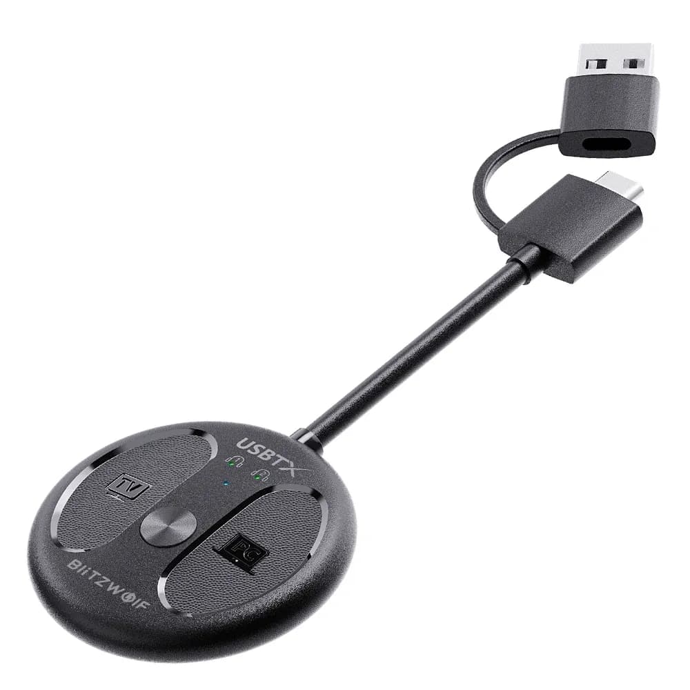 משדר אודיו USB Bluetooth 5.4 BlitzWolf BW-LE524 עם חיבור כפול וטווח מורחב