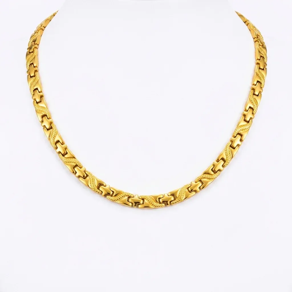 שרשרת פלדת טיטניום בדוגמת קשקשי דרקון עם אלמנט מגנטי