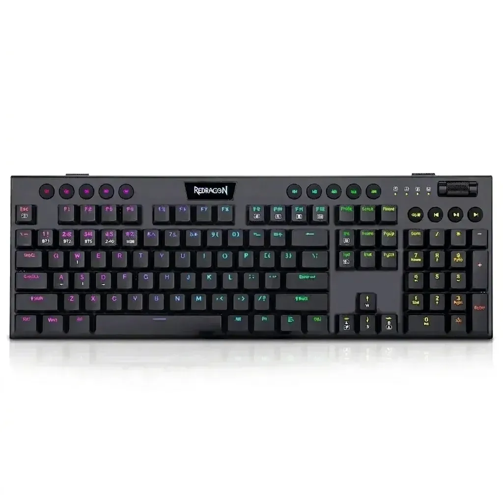 מקלדת מכנית אלחוטית דקה REDRAGON Horus K618 עם 3 מצבי חיבור ותאורה RGB