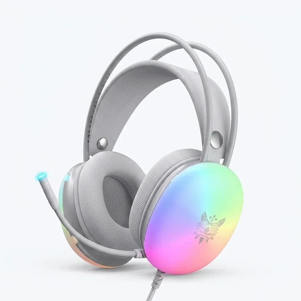 אוזניות גיימינג חוטיות ONIKUMA עם תאורת RGB מלאה ומיקרופון