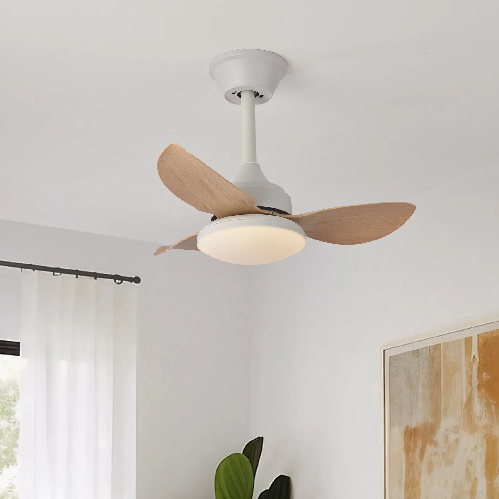 מאוורר תקרה מעוצב עם תאורת LED ושלט חכם