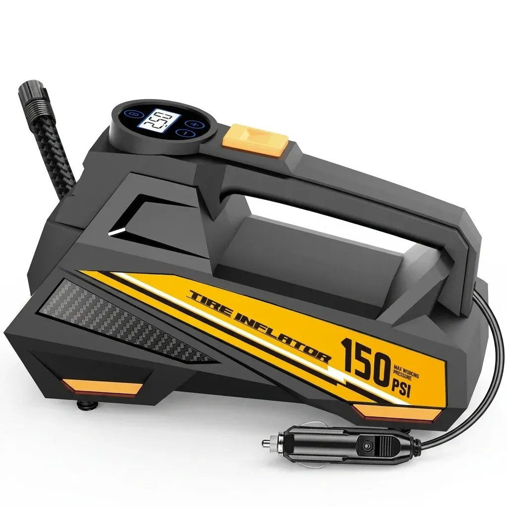 מדחס אוויר נייד CARSUN 12V עם תצוגה דיגיטלית