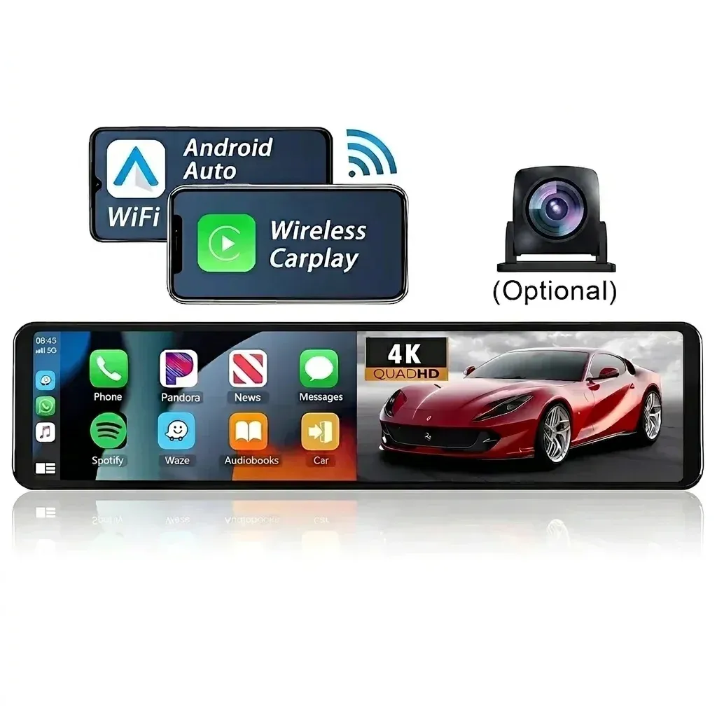 מראת דרך חכמה 11.26 אינץ׳ עם מצלמה כפולה ו‑CarPlay