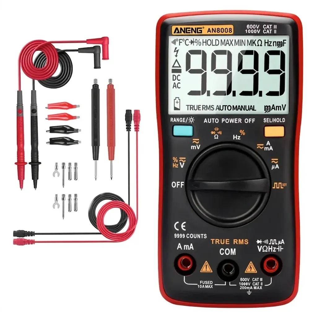 מולטימטר דיגיטלי AN8008 עם 9999 ספירות ו‑True RMS
